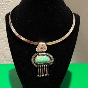 Southwestern style Silver and Turquoise Pendant Necklace